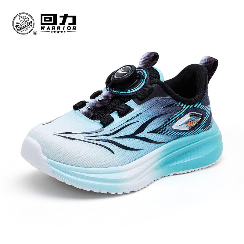 Sapatos infantis Warrior, sapatos de botão fixes, novidades de outono para rapazes e raparigas, sapatos de rede roxa respiráveis, sapatos desportivos casuais versáteis