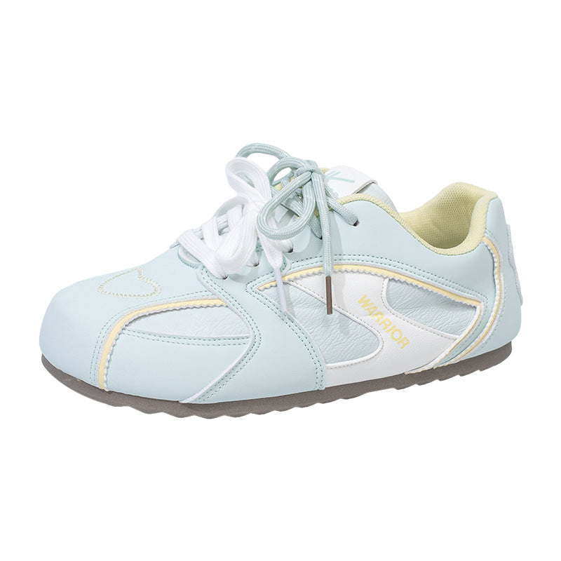 Os novos sapatos de treino alemães, modernos, versáteis e confortáveis da Warrior, sapatilhas de ballet femininas coreanas com blocos de cor, sapatos casuais de alto valor