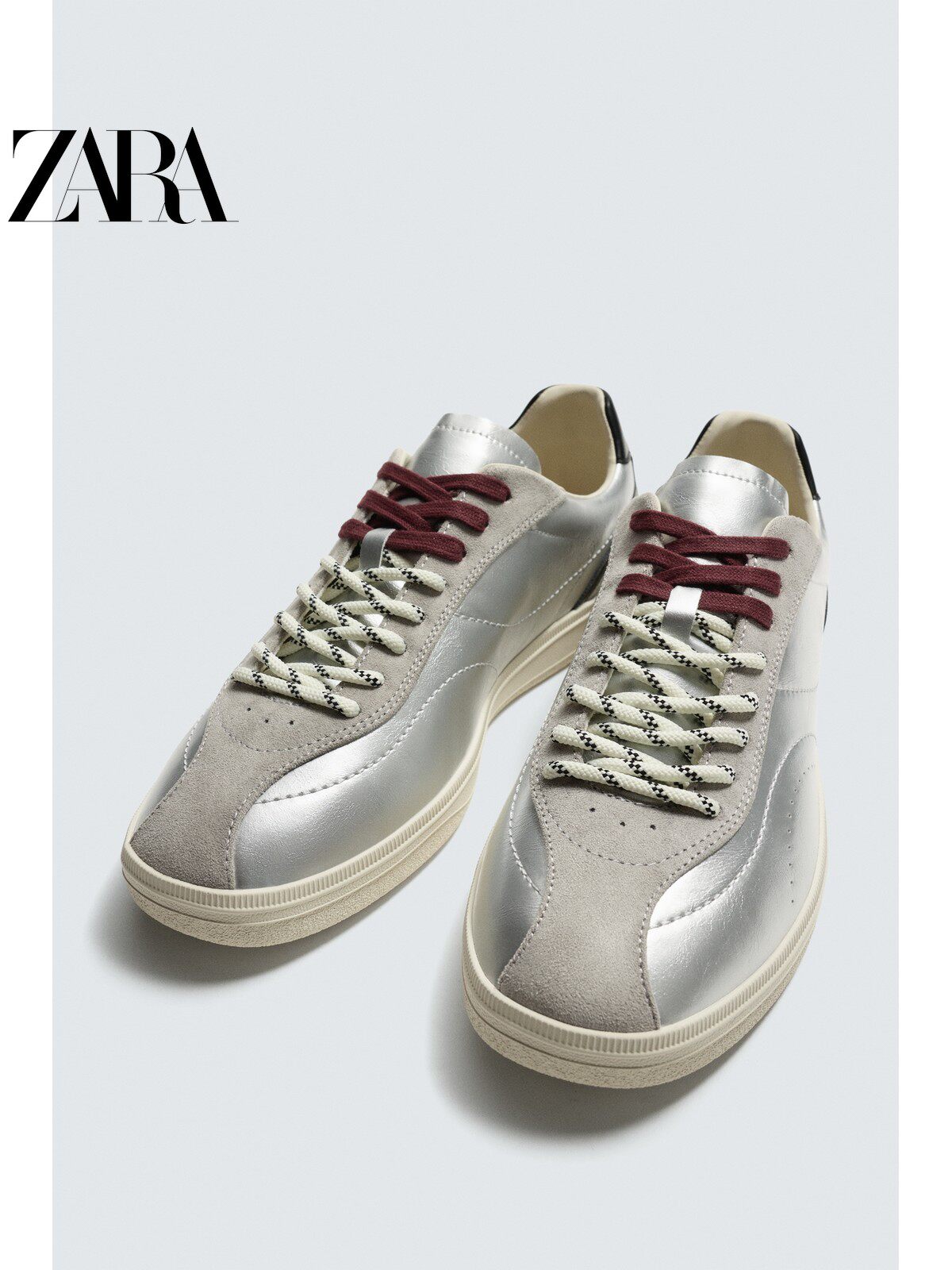 ZARA 2026 Verão Novo Sapatos Masculinos Retro com Detalhes Metálicos, Cadarço Duplo e Leves 2202820 808
