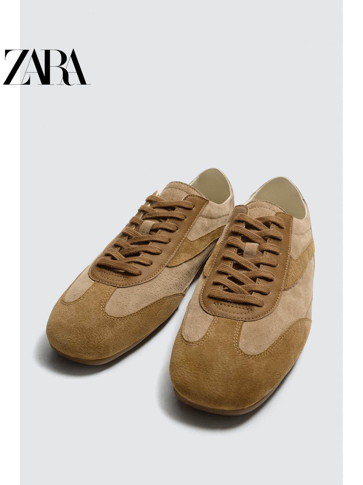 ZARA 2026 Primavera/Verão Sapatos Masculinos, Detalhes em Camurça, Cadarço, Leves, 2292720 107