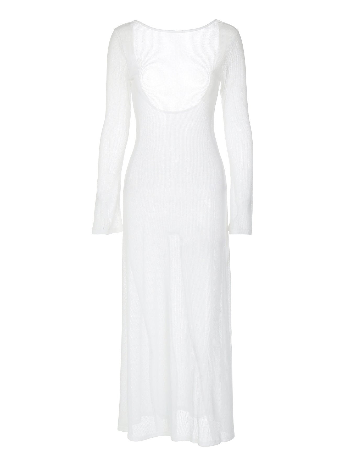 Moda transfronteiriça de verão, vestido novo e sexy, sem costas, puro, transparente, slim, longo, de cor sólida versátil