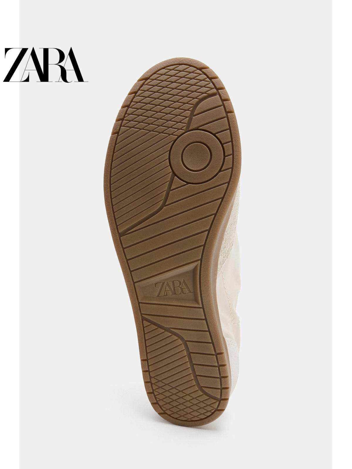 ZARA 2026 Verão Novo Sapatos Femininos Color Block Esportivos com Cadarço Sapatos Rasteiros Leves 5436710 001