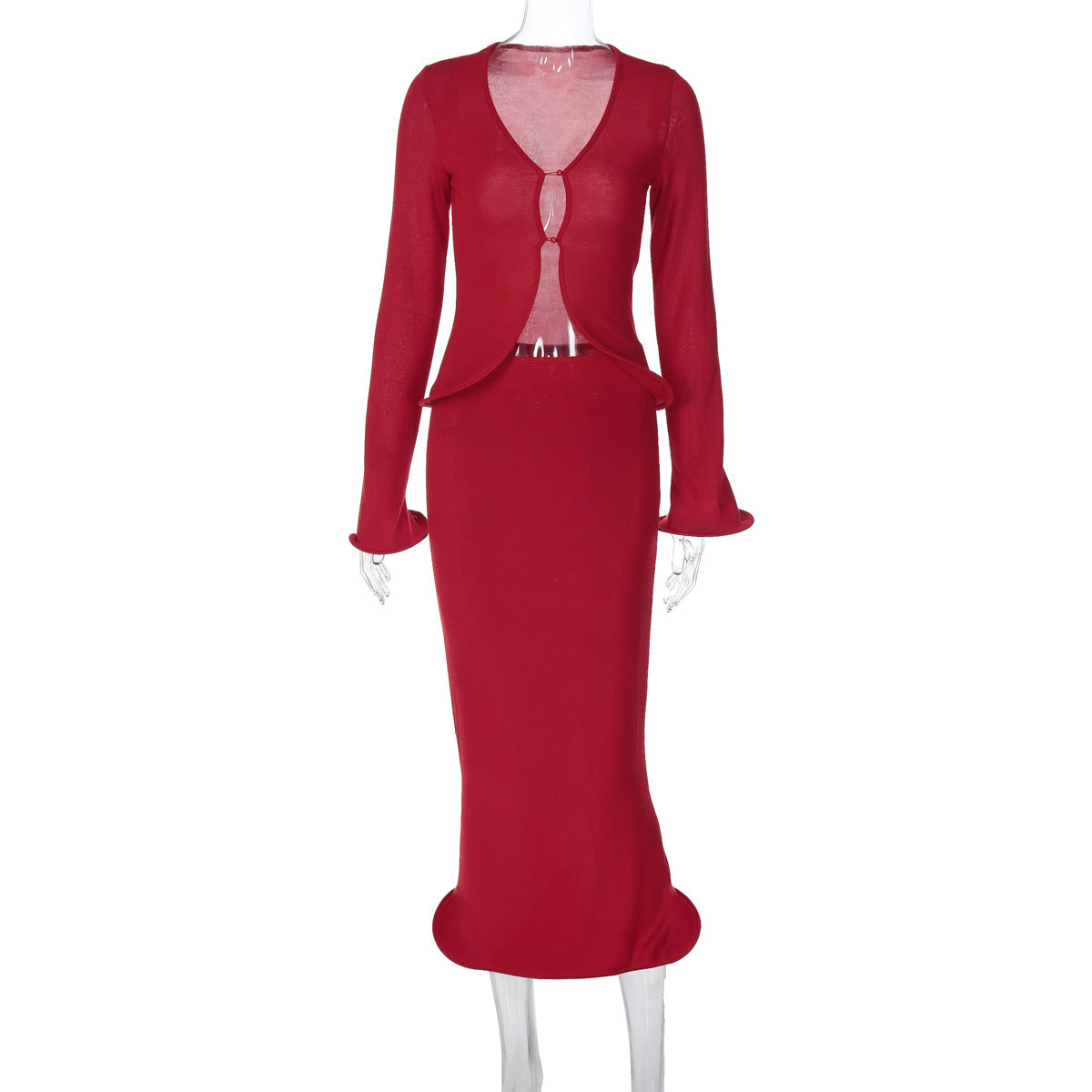 Moda transfronteiriça da Amazon, cardigan sexy de manga comprida, calça slim floral com borda casual, vestido bodycon socialite para mulheres
