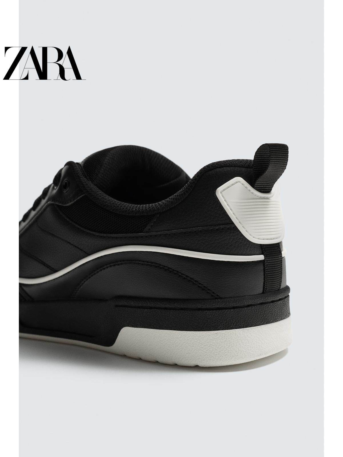 ZARA 2026 Primavera/Verão Novos Sapatos Masculinos Tênis de Cano Alto com Cadarço e Sola Grossa em Dois Tons 2257720 800