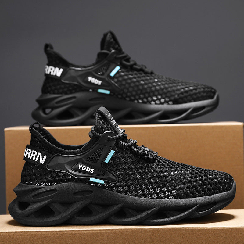 Sapatos de rede masculina, sapatos finos de malha oca, respiráveis de verão, sapatos de ar-condicionado de malha grande e leve e versáteis, leve e com sola macia, antiderrapantes