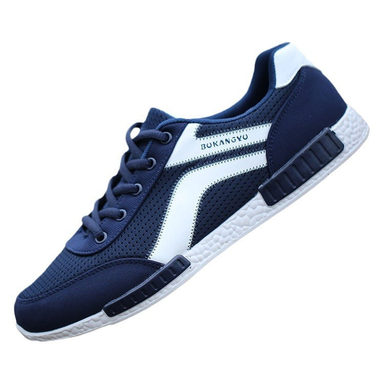 Sapatos de primavera e modernos para homem, sapatos de rede respiráveis, sapatos desportivos casuais ao estilo coreano resistentes a odores, sapatos versáteis de malha oca para homens