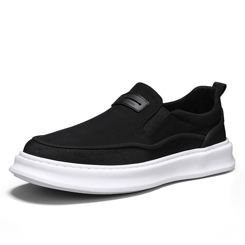 Sapatos de lona para homem, ténis desportivos casuais de verão para o verão, sapatos pretos de uma perna com sola macia e tecido da moda