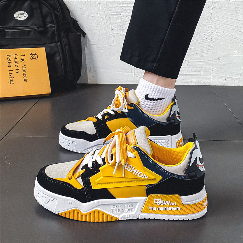 Novos sapatos de madeira respiráveis da primavera de 2024 para homens, sapatos desportivos casuais versáteis e modernos para homens, sapatos de sola grossa para pais na moda