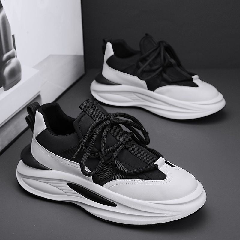 Sapatos masculinos de verão, novos sapatos de tecido para guarda-chuvas respiráveis, ténis de sola grossa e modernos e versáteis ao estilo coreano, sapatos casuais de pai