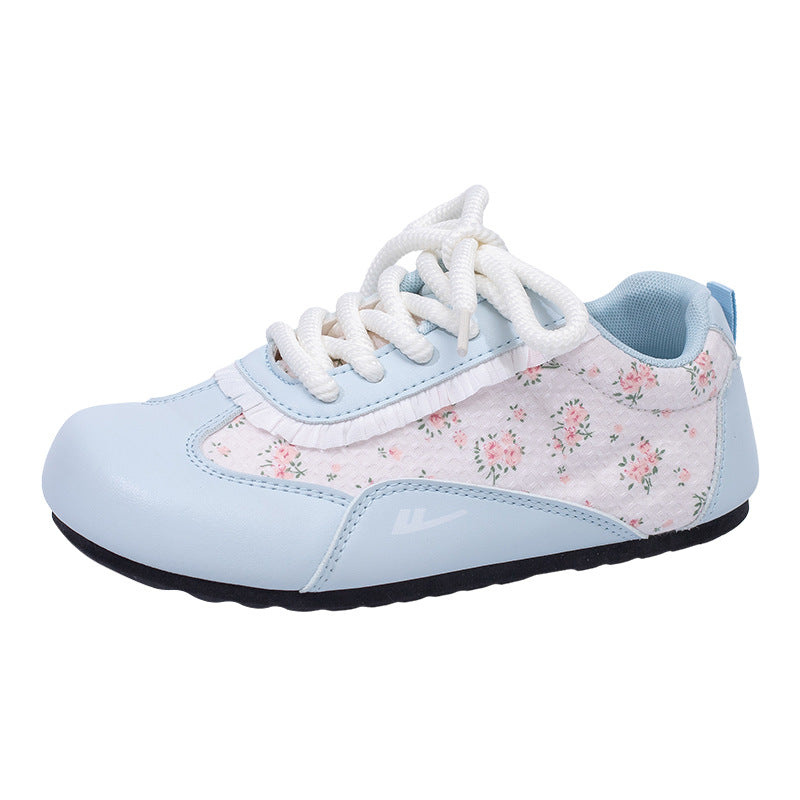 Sapatos casuais versáteis e de alto valor com blocos de cor Warrior, sapatos femininos coreanos elegantes e giros, sapatos de treino moral baixos e estilosos