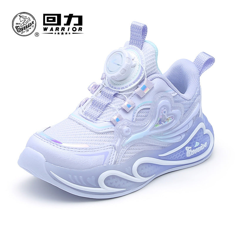 Sapatos casuais para raparigas respiráveis em forma de coração e versáteis, sapatos novos de botões, sapatos infantis Warrior Zhongda para estudantes, sapatos desportivos giros