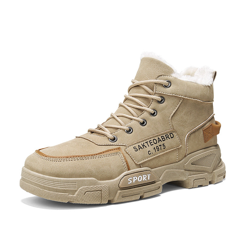 Botas Martin de inverno masculinas: antiderrapantes, resistentes ao uso, sapatos de algodão quente forrados a lã polar, botas de trabalho modernas, botas de neve versáteis