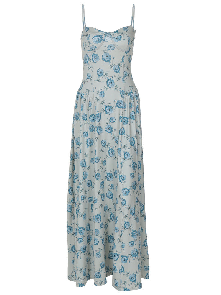 2026 Vestido Princesa Slimless Strapless Sweet Style Verão Europeus e Americanos com Vestido Floral de Alças Finas para Mulheres