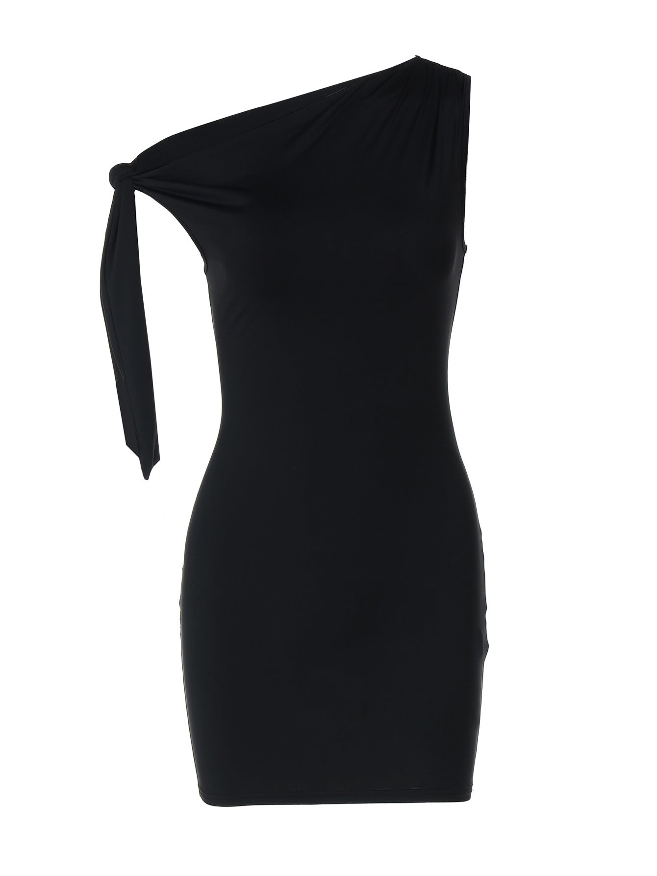 Vestido curto ajustado de alças ajustadas sem mangas de cor unida, de cor simples e americana, rapariga atraente, elegante para mulheres