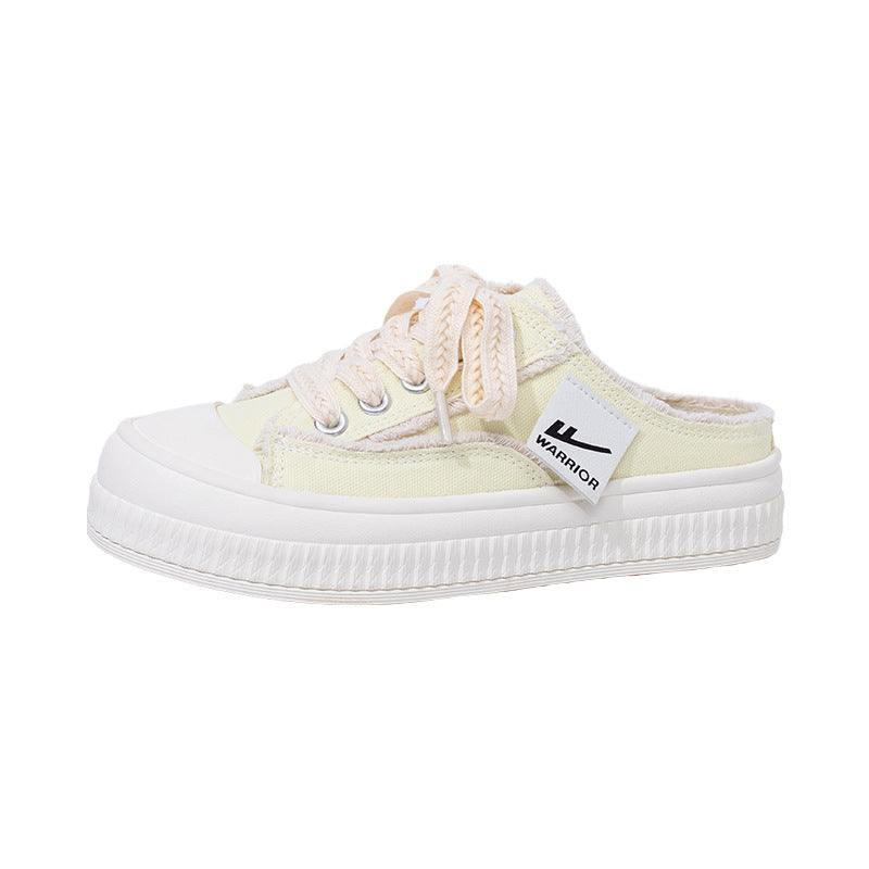 Sapatos de sola grossa ao estilo Warrior Chanel, roupa exterior fechada, sapatos de mendigo, novas chinelas de pele para primavera/outono 2025, sapatos femininos por grosso