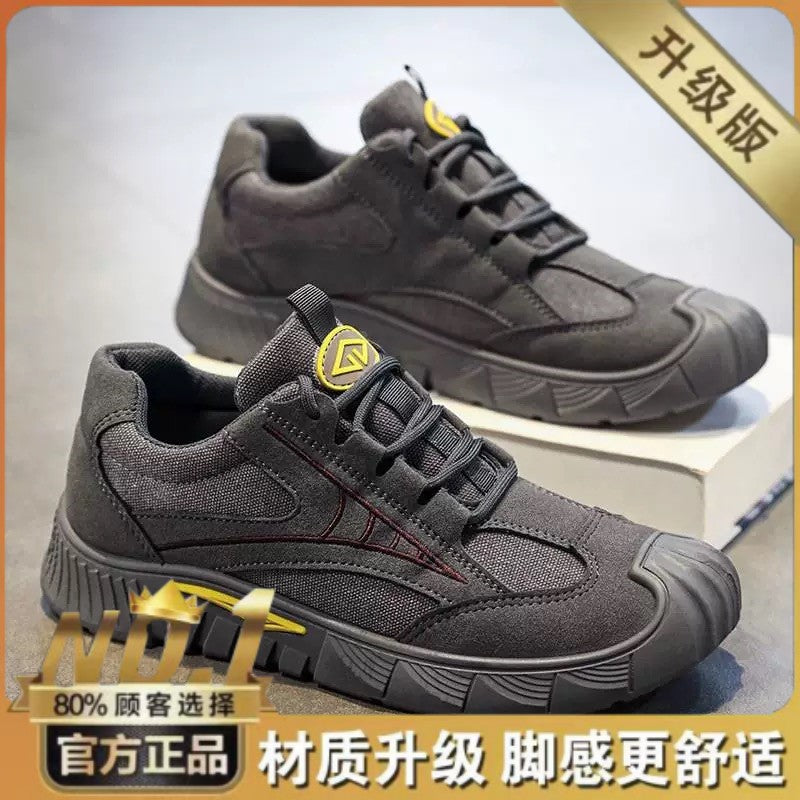 Sapatos de proteção ao parto, sapatos de homem, novos sapatos respiráveis de mola respiráveis para trabalho de trabalho, sapatos desportivos antiderrapantes e resistentes ao desgaste, sapatos de trabalho casuais, sapatos de caminhada