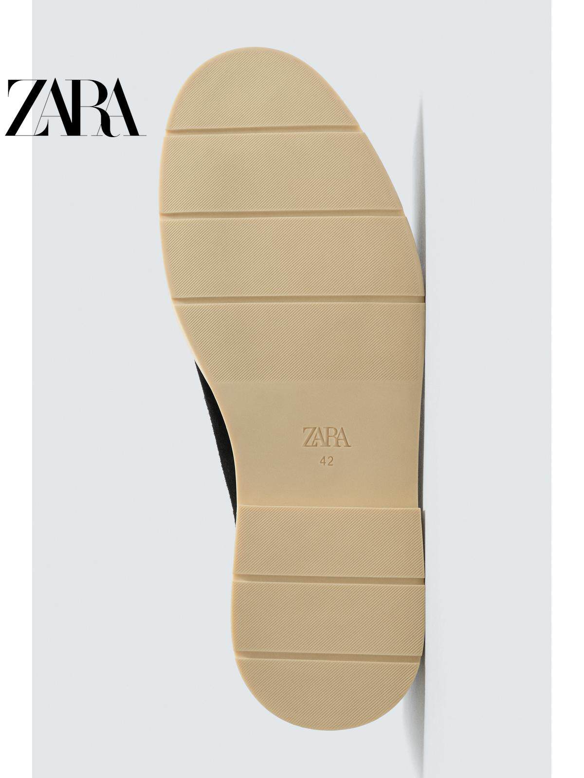 Oferta especial ZARA: Sapatos casuais masculinos selecionados em camurça preta com cadarço, 2431720 800