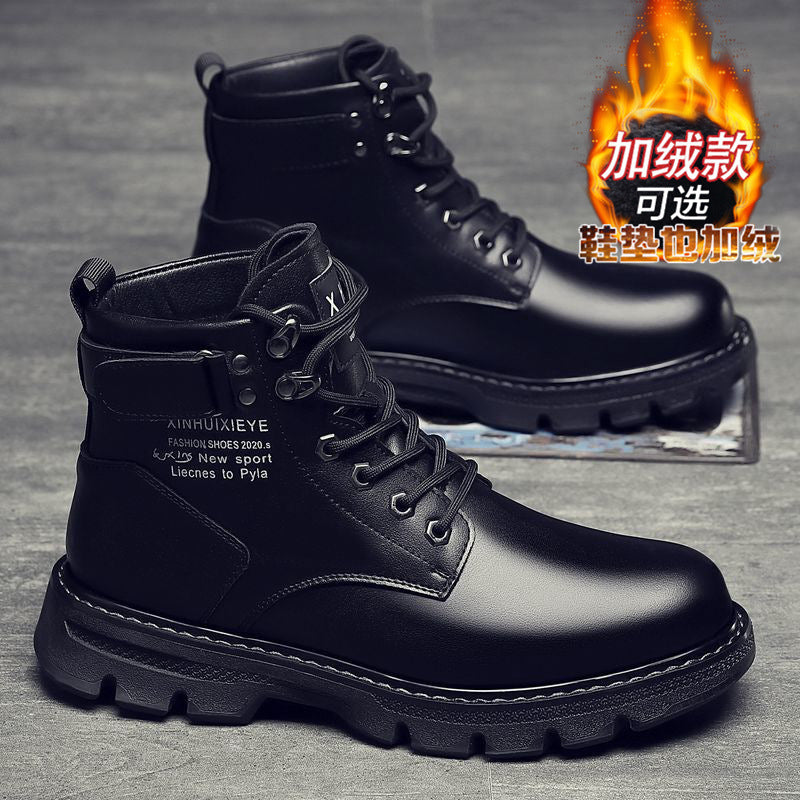 Botas Martin para Homens, Novos Sapatos de Outono 2024, Botas Modernas Forradas a Fleece ao estilo Coreano, Sapatos Casuais Casuais Versáteis de Capa Alta em Pele