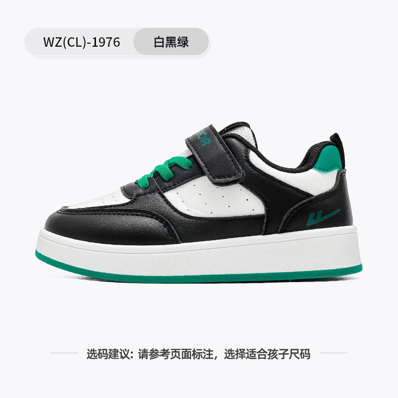 Sapatos brancos simples de sola grossa de cor sólida Warrior, velcro, sapatos infantis fáceis de usar e desagradáveis, sapatos de madeira novos e versáteis para homem e rapariga