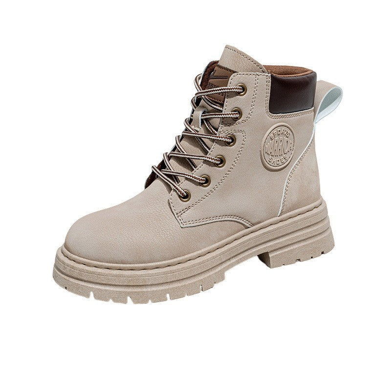 Warrior, cor sólida, botas Martin simples de cano alto, casal neutro para casal, botas amarelas grandes e com atacadores, sapatos unissexo versáteis com atacadores