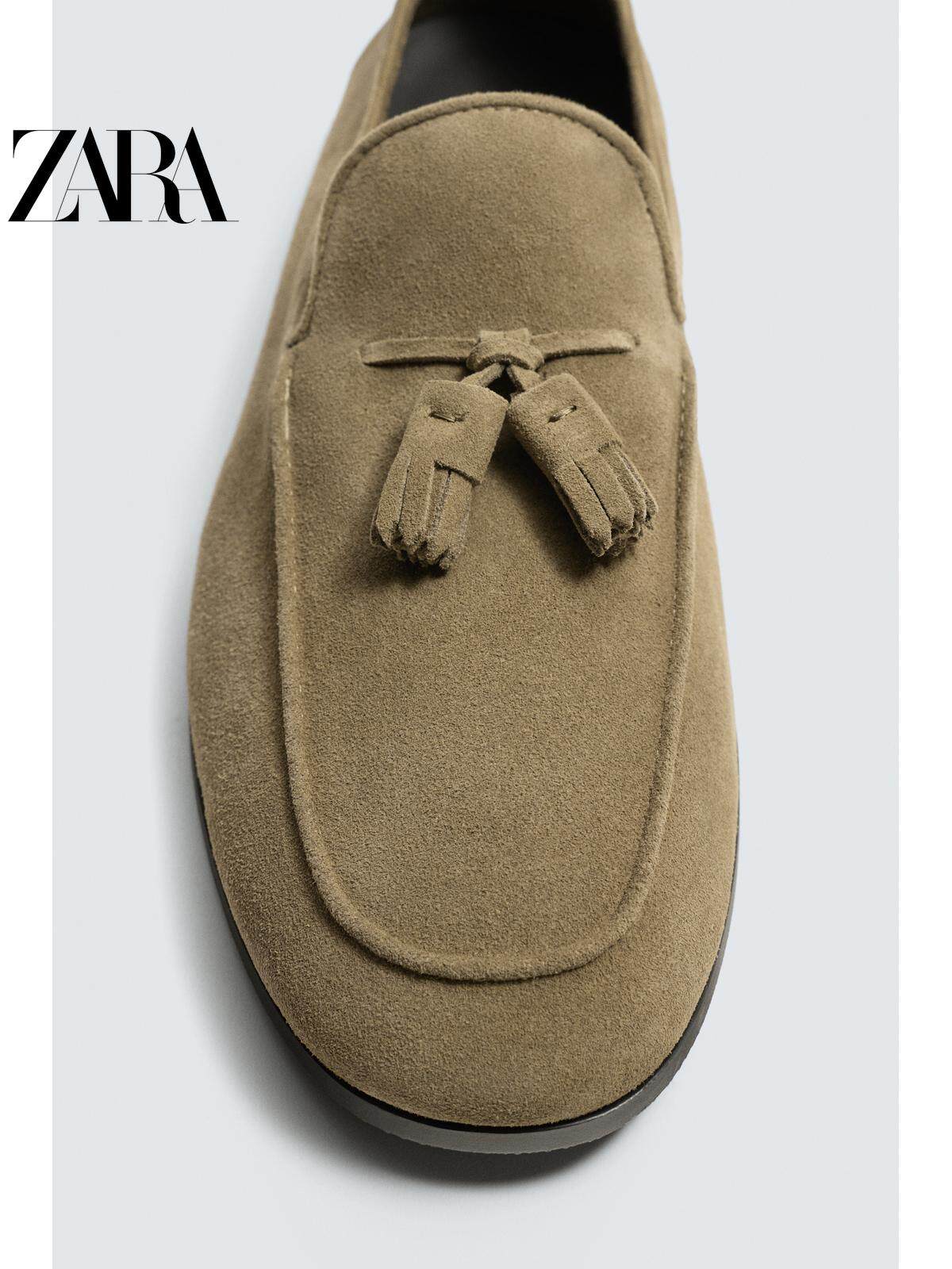 ZARA 2026 Primavera/Verão Sapatos Masculinos Novos com Camurça e Detalhes em Couro Sapato Náutico Social 2632720 131