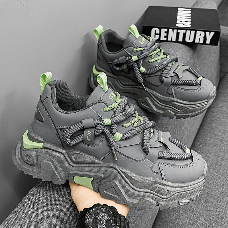 Sapatos de Homem: Novos Sapatos de Desporto Juvenil Modernos e Modernos de Outono, Sapatos Casuais de Sola Grossa e Aumento de Altura de Pequeno Pai da Moda