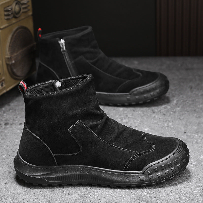 Novas botas Martin de outono com fecho lateral 2024 para homem, sapatos vintage britânicos Chelsea high-top masculino