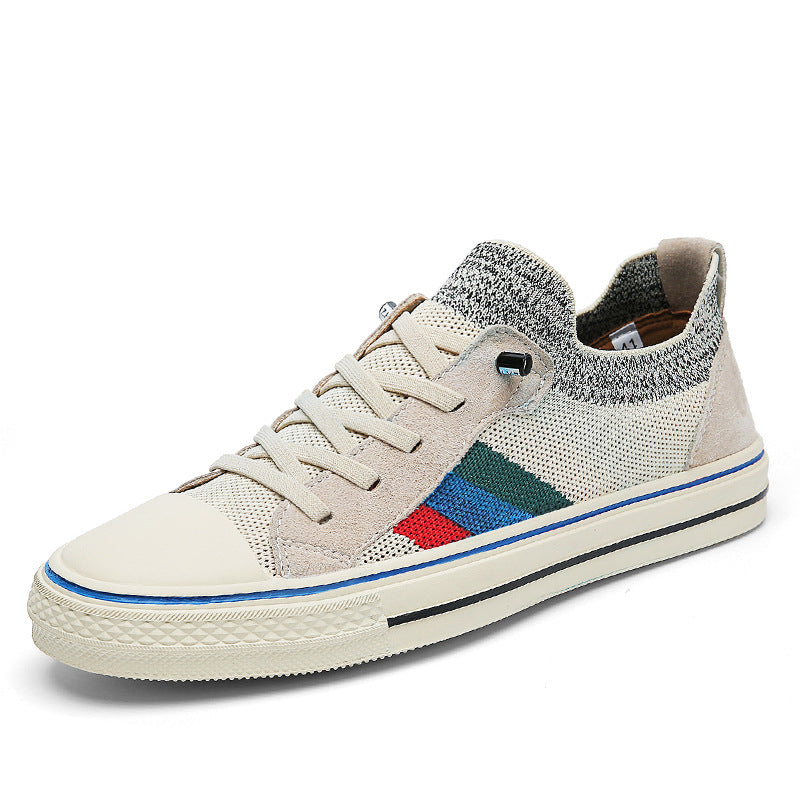 Sapatos masculinos de lona 2025 novos ténis desportivos respiráveis de primavera casuais versáteis, sapatos antigos de tecido de Pequim a calçar