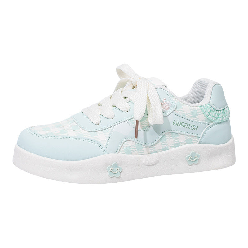 Warrior 2026 Novos sapatos de camada única com blocos de cor, ténis simples e versáteis confortáveis, sapatos femininos modernos de alta estética
