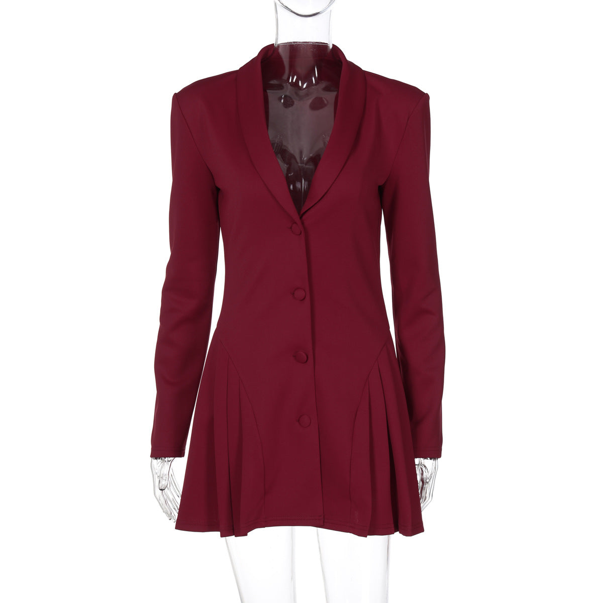 Amazon cross-border nova cor sólida sexy deep V terno gola cardigan irmã real estilo curto babado vestido mulheres