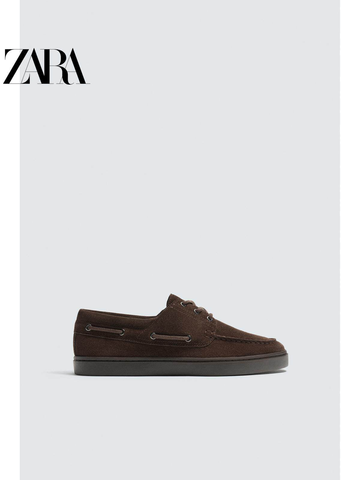 Sapatos masculinos ZARA Primavera/Verão 2026, modelo náutico casual com detalhes em camurça, código 2441720 700.