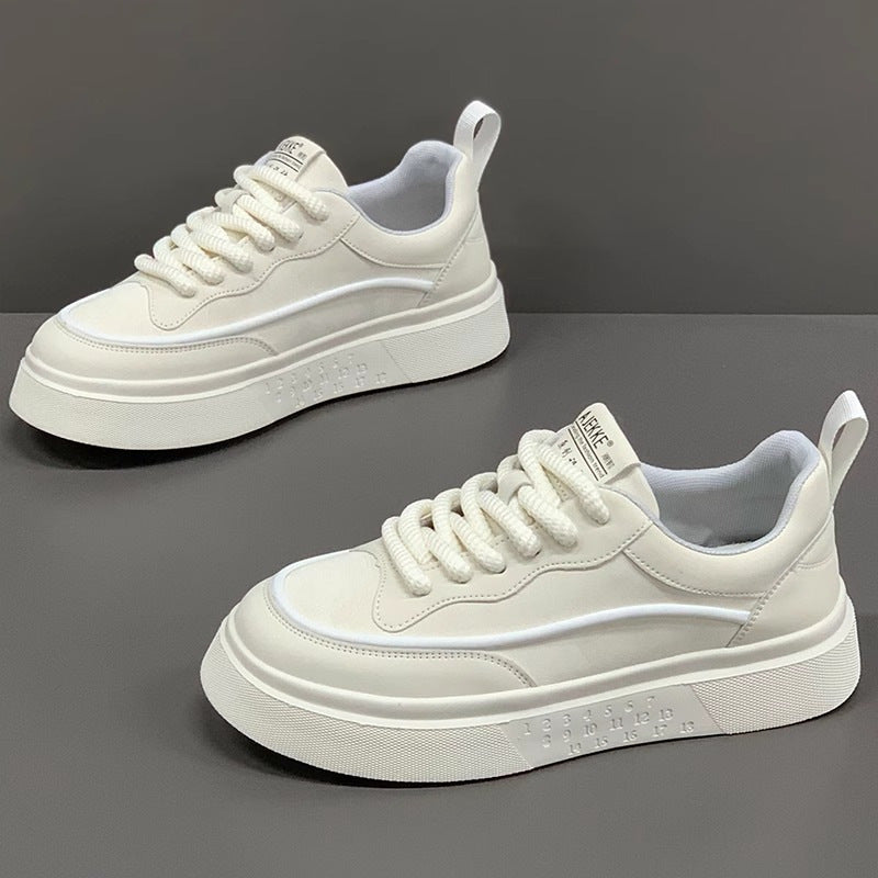 Sapatos masculinos, primavera 2025 novos sapatos brancos modernos e na moda, sapatos de praia versáteis, sapatos casuais de sola grossa para aumento de altura
