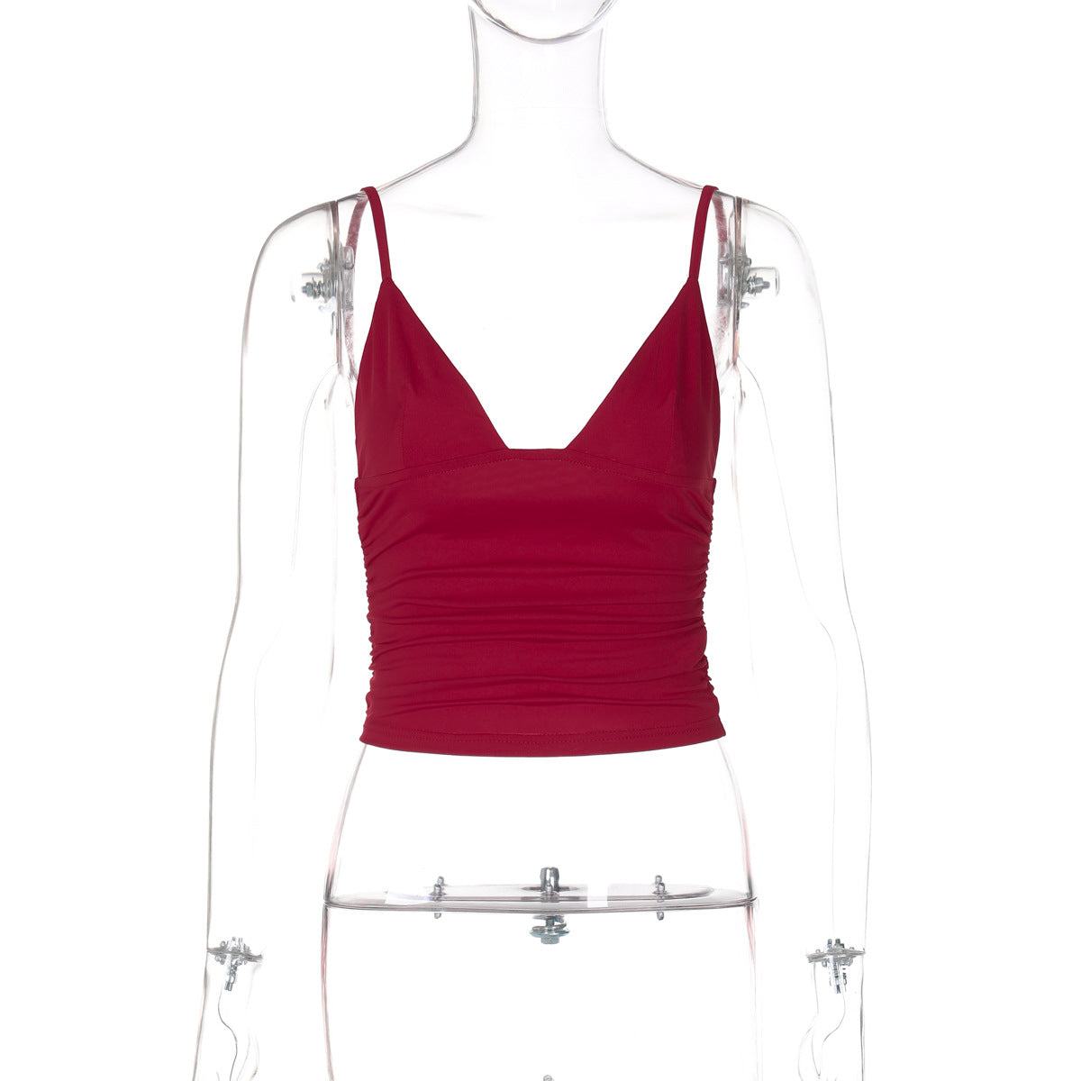 AliExpress INS estilo moda street style sexy de decote em V de cor sólida cropta, versátil slim fit camisola europeia e americana por grosso