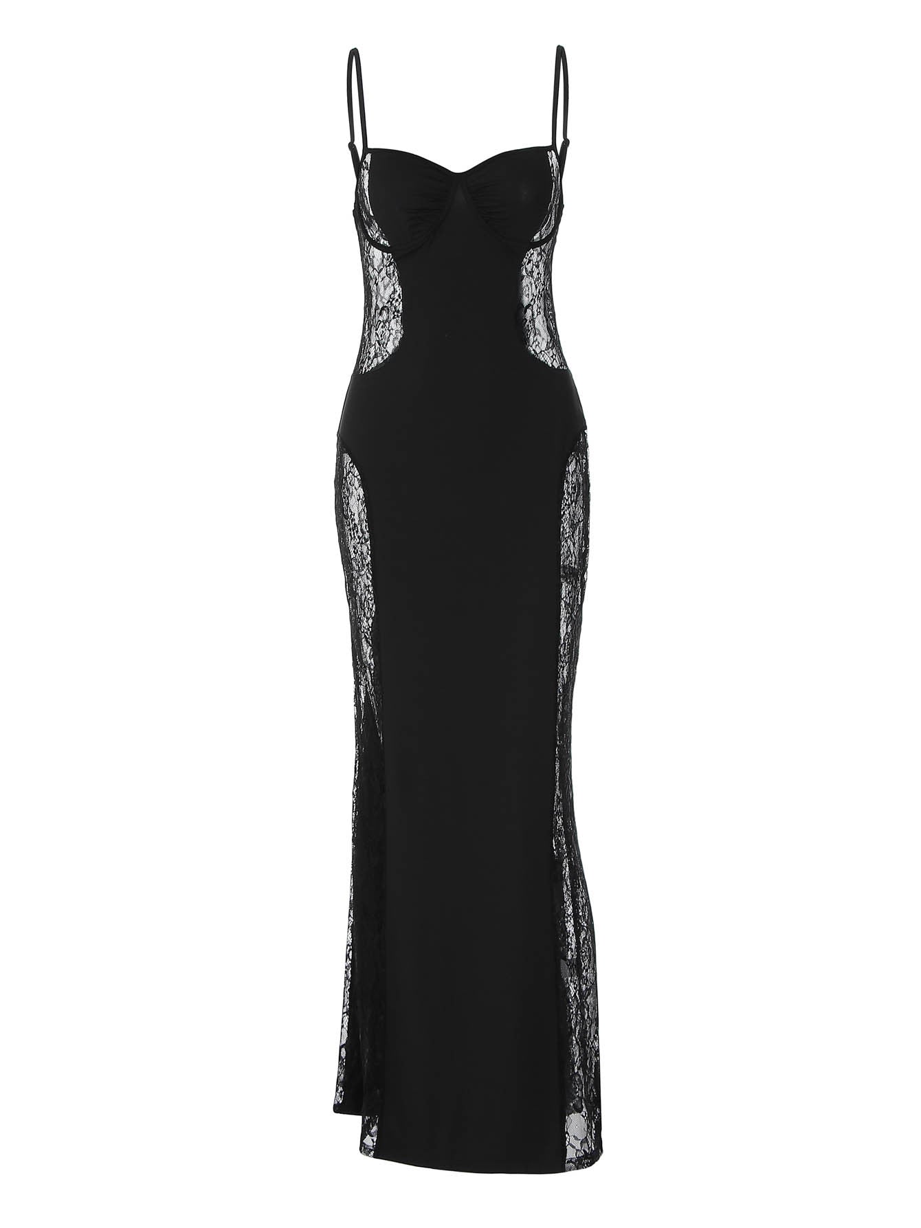 Novo vestido slip de renda francesa de retalhos oco, que aperta a cintura, sexy e justo à anca para vendas transfronteiriças na Europa e América