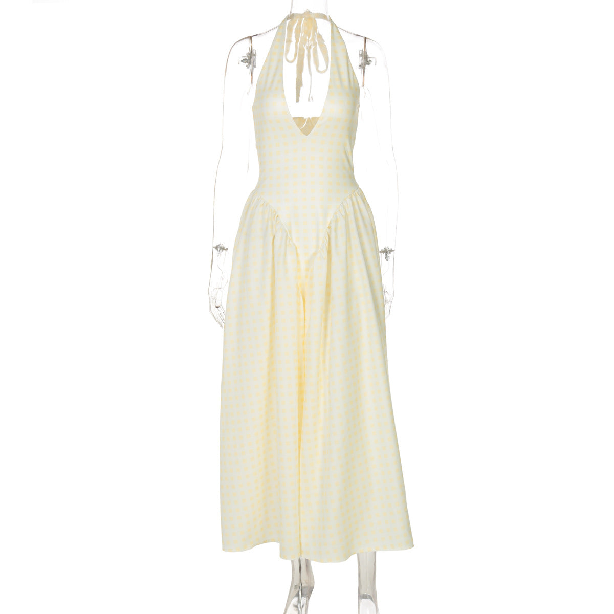 Vestido elegante e elegante para mulheres, vestido bestseller cross-fronteiriço da Amazon, de cor sólida, sexy com decote oco oco em V profundo