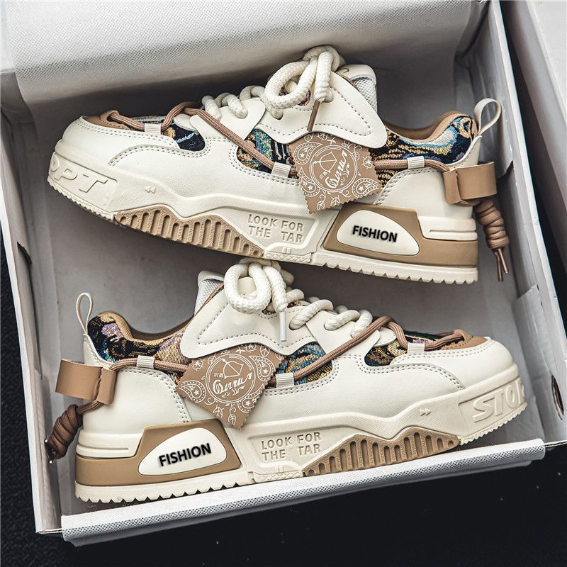 Sapatos Masculinos da Tendência Chinesa 2024 Novos Ténis Casuais Flexíveis Flexíveis de Sola Grossa e Respiráveis de Outono/Inverno, Sapatos Desportivos Modernos Masculinos Na Moda
