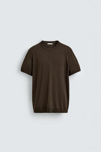 T-SHIRT DE MALHA REGULAR FIT BÁSICA