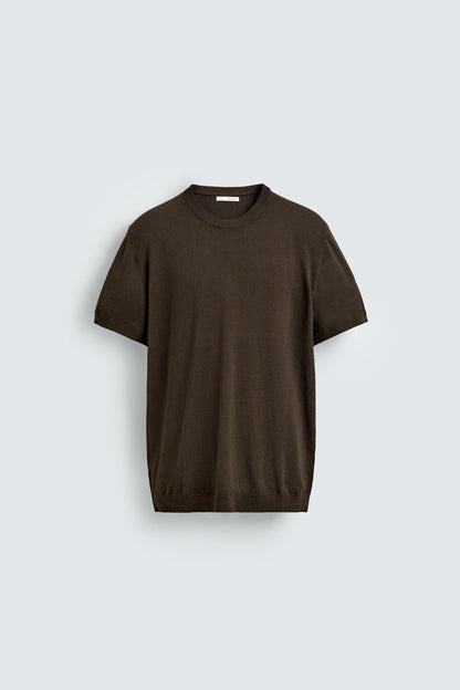 T-SHIRT DE MALHA REGULAR FIT BÁSICA