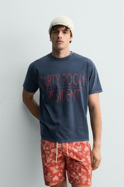 T-SHIRT MENSAGEM EFEITO LAVADO