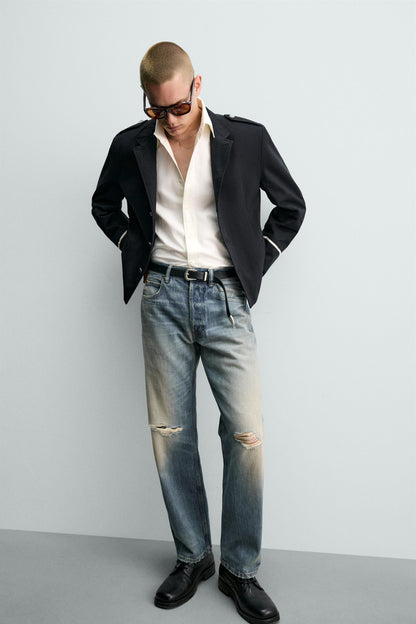 CASACO CROPPED FIT COM CONTRASTES