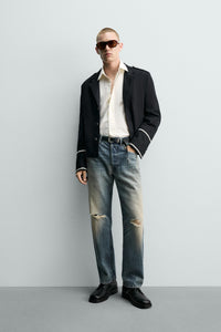 CASACO CROPPED FIT COM CONTRASTES