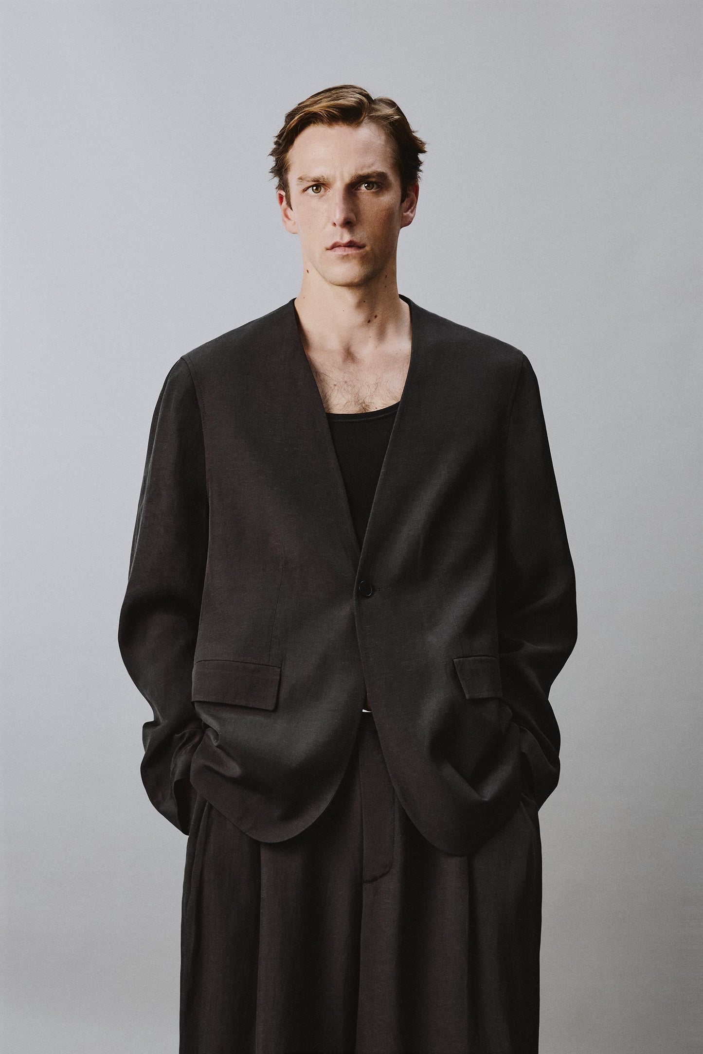 BLAZER SEM LAPELA FATO RELAXED FIT