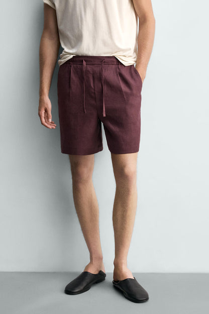CALÇÕES BERMUDA RELAXED FIT 100% LINHO