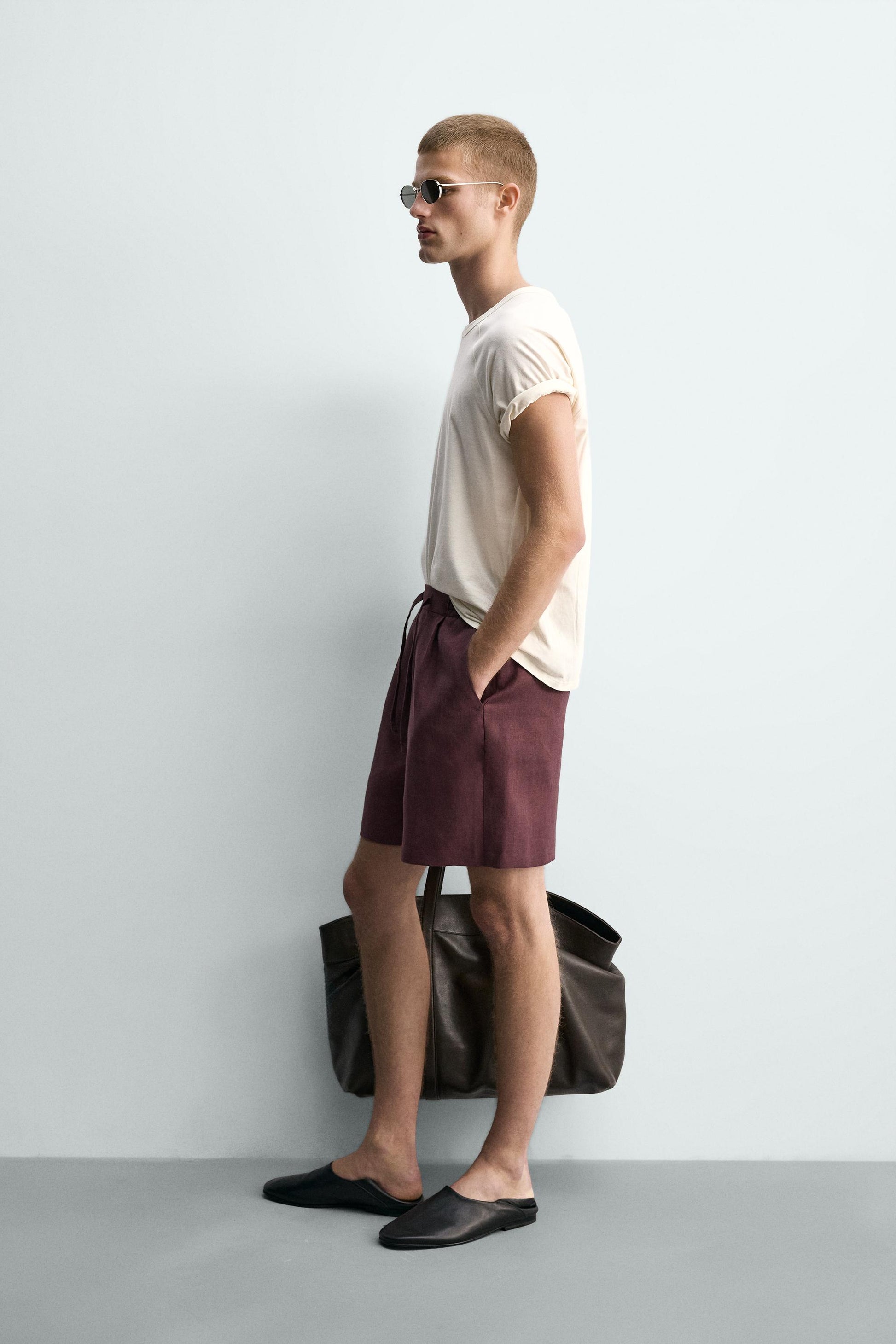 CALÇÕES BERMUDA RELAXED FIT 100% LINHO