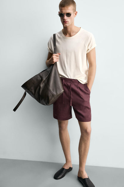 CALÇÕES BERMUDA RELAXED FIT 100% LINHO