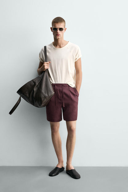 CALÇÕES BERMUDA RELAXED FIT 100% LINHO