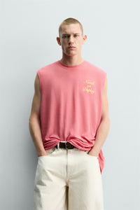 T-SHIRT TANK RELAXED FIT COM MENSAGENS ESTAMPADAS