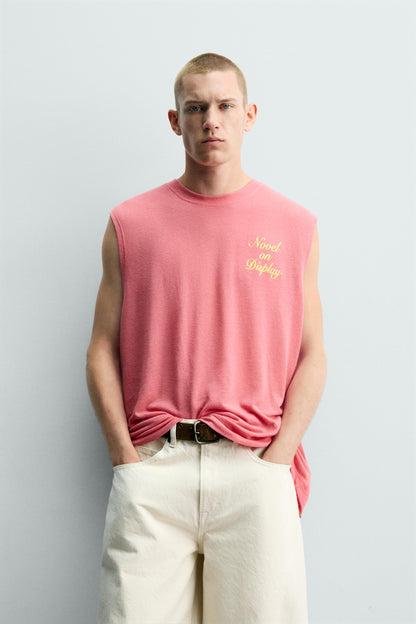 T-SHIRT TANK RELAXED FIT COM MENSAGENS ESTAMPADAS
