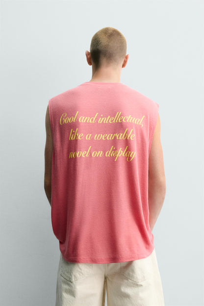 T-SHIRT TANK RELAXED FIT COM MENSAGENS ESTAMPADAS