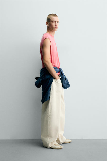 T-SHIRT TANK RELAXED FIT COM MENSAGENS ESTAMPADAS